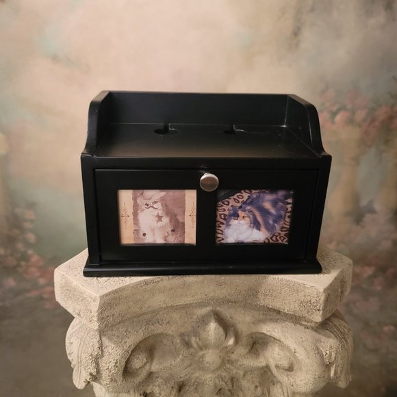 Charging Station Caddy Cord Organizer 2 Photo Door Folds Down Cords Tuck Away - Picture 5 of 12